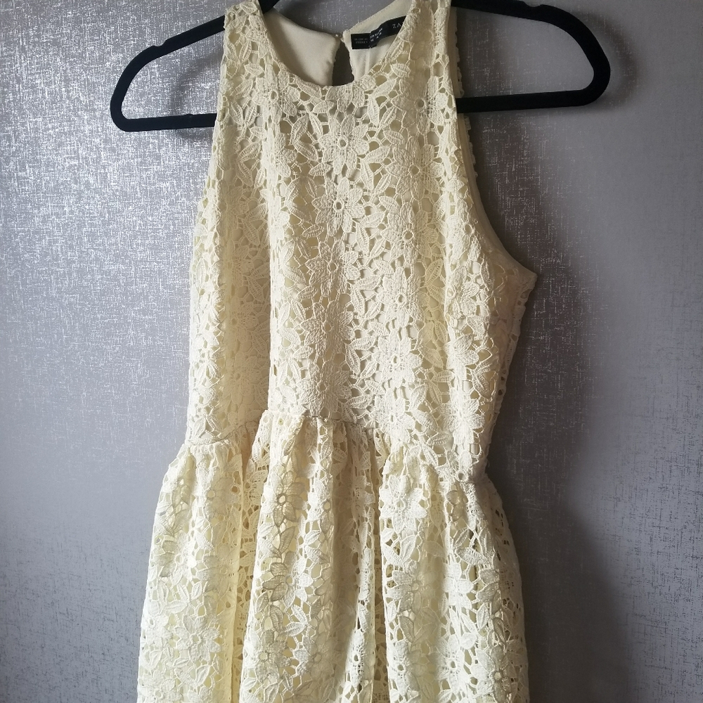 ZARA Guipure Lace Fit & Flare Spring Dress Medium - Picture 5 of 8